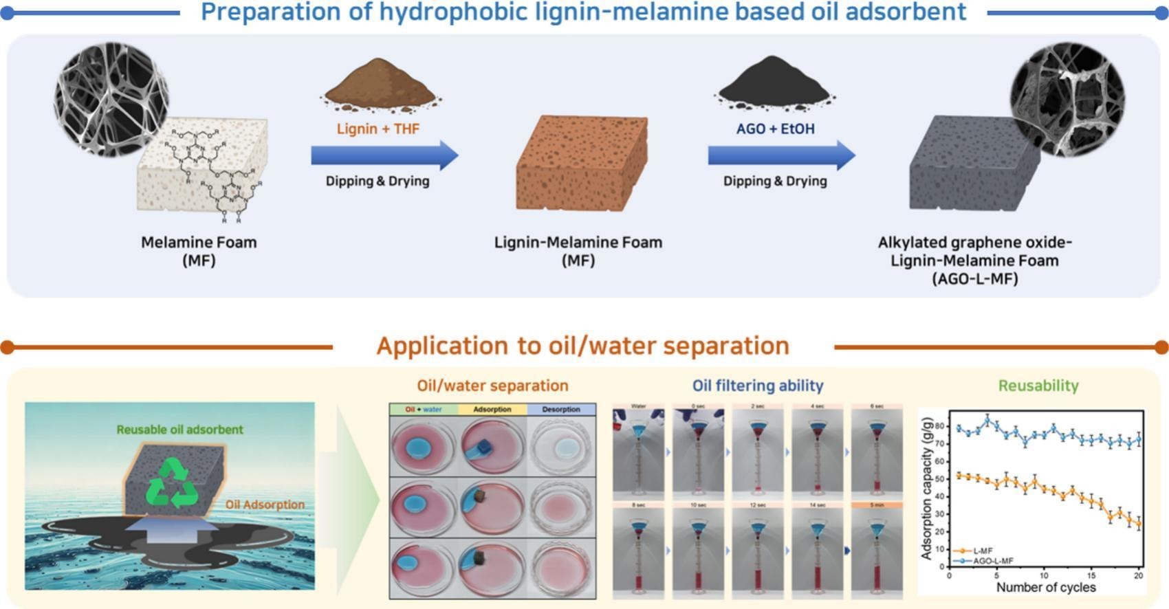 Melamine and hydrophobic graphene composite foam with lignin as a green ...
